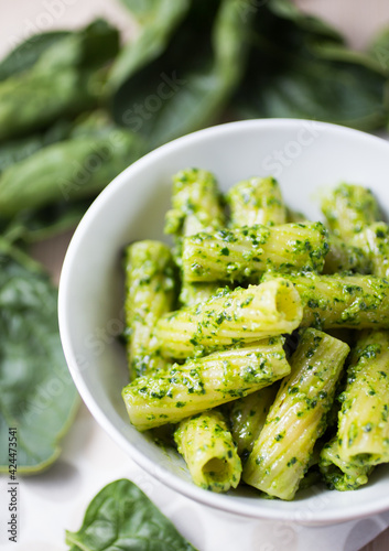 Pasta with green pesto