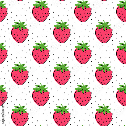 Fototapeta Naklejka Na Ścianę i Meble -  Seamless pattern of fresh strawberries