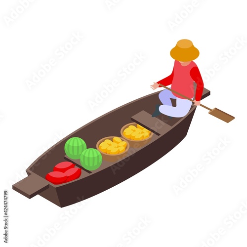 Fruits floating market icon. Isometric of Fruits floating market vector icon for web design isolated on white background