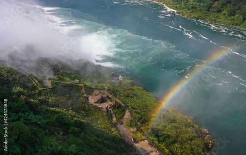 Rainbow over  the river on Niagara falls