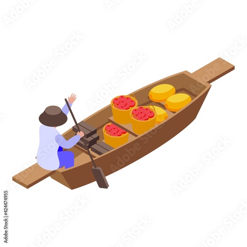 Asian floating market icon. Isometric of Asian floating market vector icon for web design isolated on white background