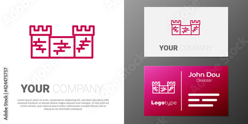 Logotype line Great wall of China icon isolated on white background. Logo design template element. Vector