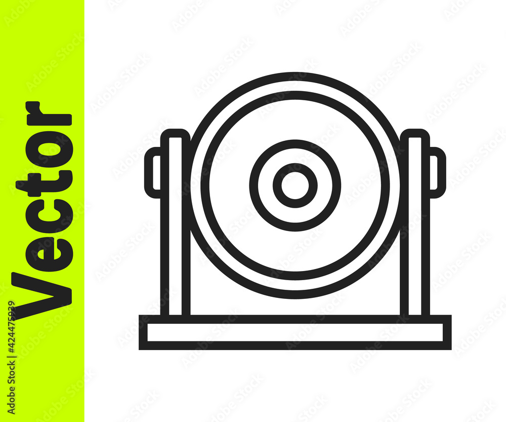 Black line Gong musical percussion instrument circular metal disc icon isolated on white background. Vector Black line Gong musical percussion instrument circular metal disc icon isolated on white background. Vector
