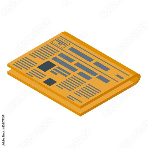 Old newspaper icon. Isometric of Old newspaper vector icon for web design isolated on white background