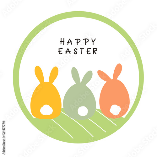 Easter bunny on circle sign vector illustration.
