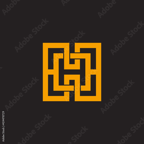 letter ho simple linked square geometric logo vector