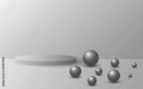 3D background tube pedestal podium and circle ball. Vector illustration. Eps10 © 2SO