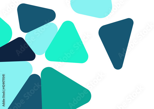Colorful geometric background design. Trendy abstract composition with rounded triangles. Futuristic background. Vector illustration for wallpaper, banner, card, landing.