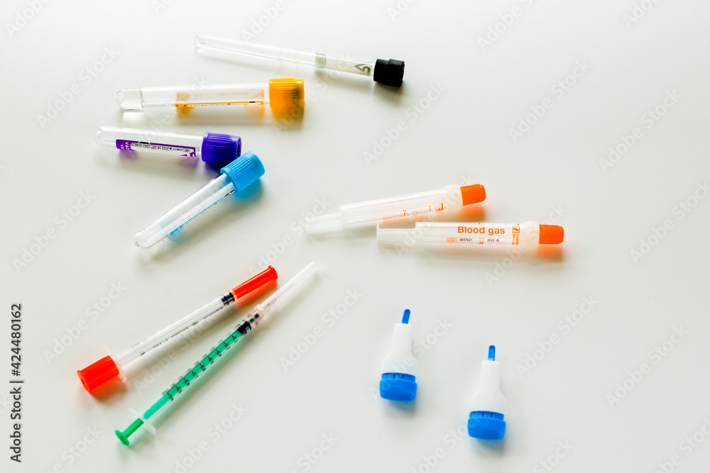 Blood test samples, tube and needle for blood test Blood test samples, tube and needle for blood test