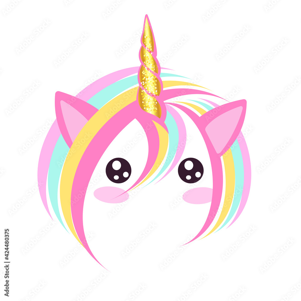 Cute magical unicorn. Vector illustration of a unicorn head. Cute magical unicorn. Vector illustration of a unicorn head.
