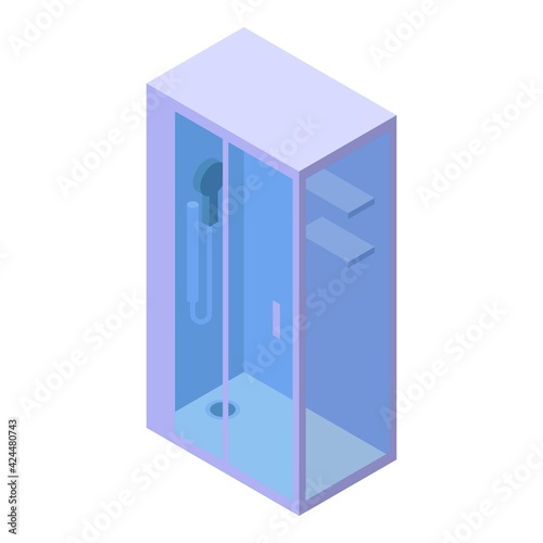 Glass shower stall icon. Isometric of Glass shower stall vector icon for web design isolated on white background