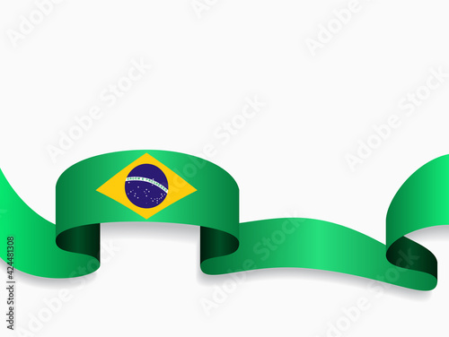Brazilian flag wavy abstract background. Vector illustration.