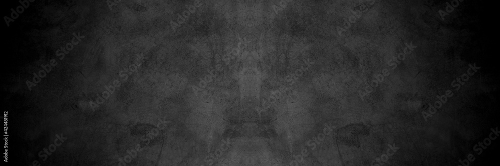 Fototapeta premium Old wall texture cement dark black gray panorama background abstract grey color design are light with white gradient background.