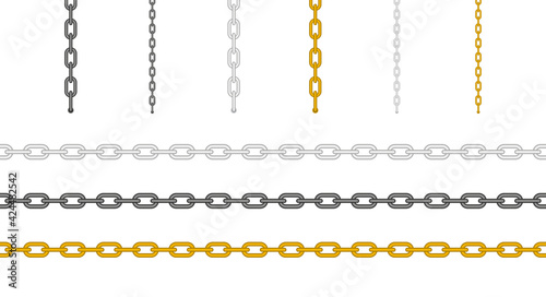 Metal chain set. Vector illustration isolated on white