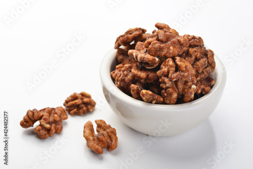 Amber walnuts on the plate