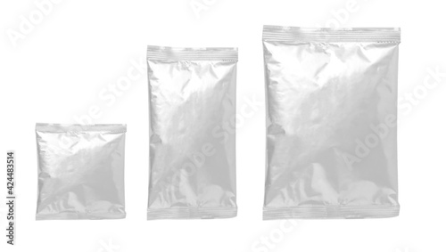 Foil plastic bags isolated