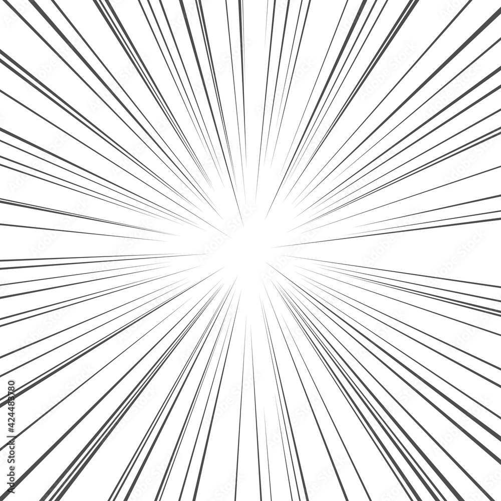 Obraz premium Radial comic speed lines. Vector illustration isolated on white