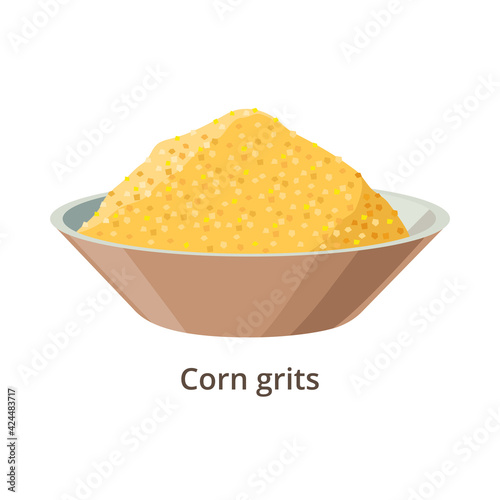 Corn grits - vector illustration in flat design isolated on white background