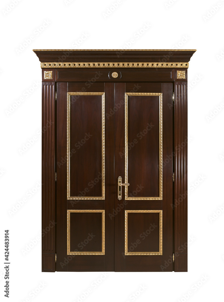Wooden door on white background Wooden door on white background