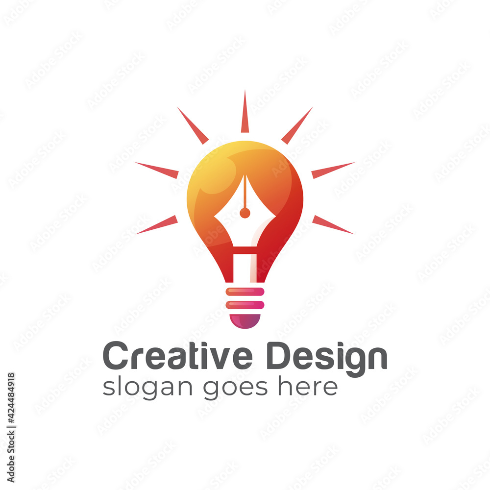 modern logos of Creative bulb ink or pen symbol, creative designer, light bulb and creative idea logo modern logos of Creative bulb ink or pen symbol, creative designer, light bulb and creative idea logo