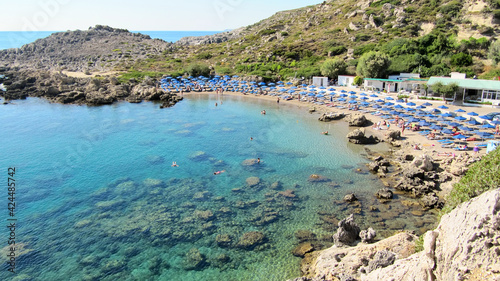 Ladiko Bay on the island of Rhodes, Greece