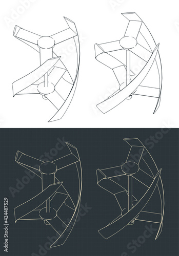 Vertical axis wind turbine drawings