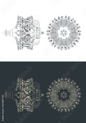 Aircraft radial engine blueprints