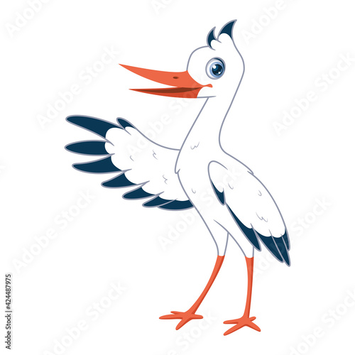 White stork. Vector cartoon illustration