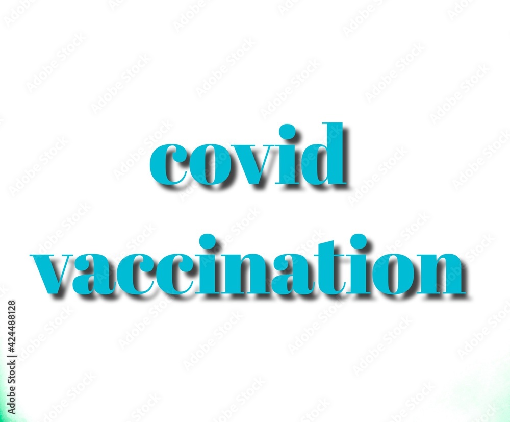 covid vaccination text 3d sky blue with white backround illustration 