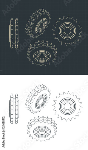 Double chain sprocket drawings