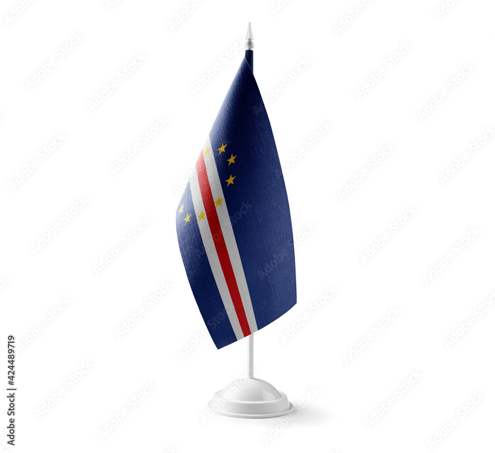 Obraz premium Small national flag of the Cape Verde on a white background