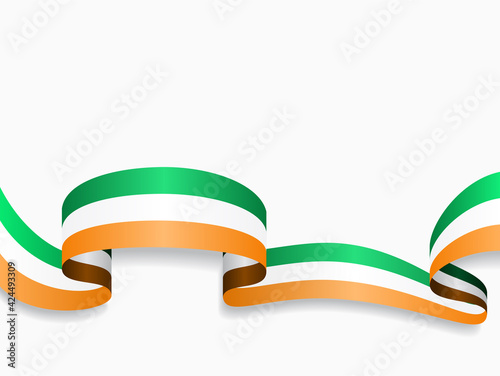 Irish flag wavy abstract background. Vector illustration.