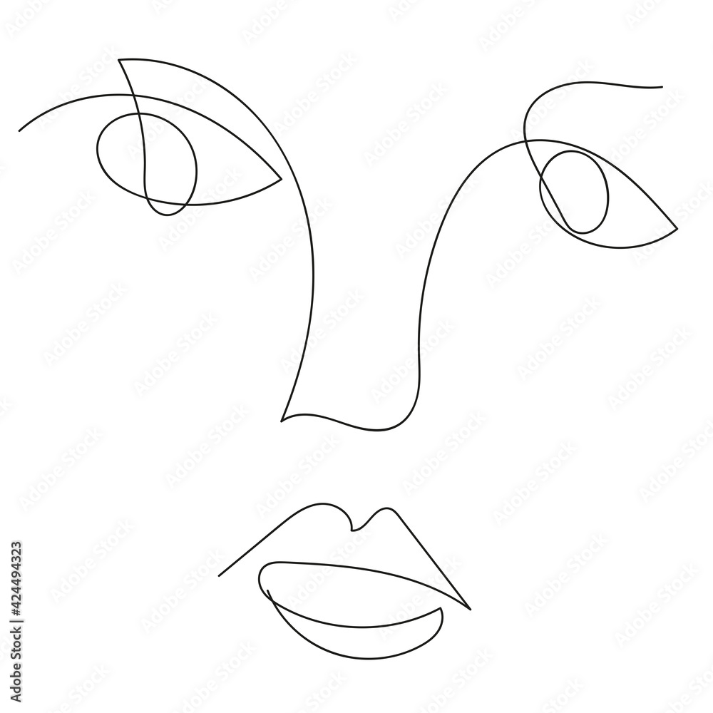 Surreal face abstract portrait of human head in line art isolated on white Surreal face abstract portrait of human head in line art isolated on white
