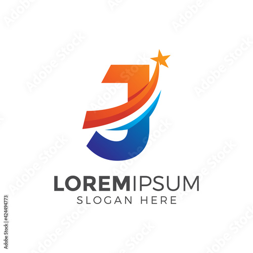 Free Download Letter J With Star Logo Design Vector Illustration - GFXLoad
