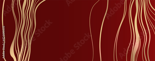 Abstract backdrop with golden lines on red background.