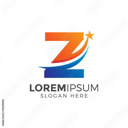 Letter Z With Star Logo Design Vector Illustration