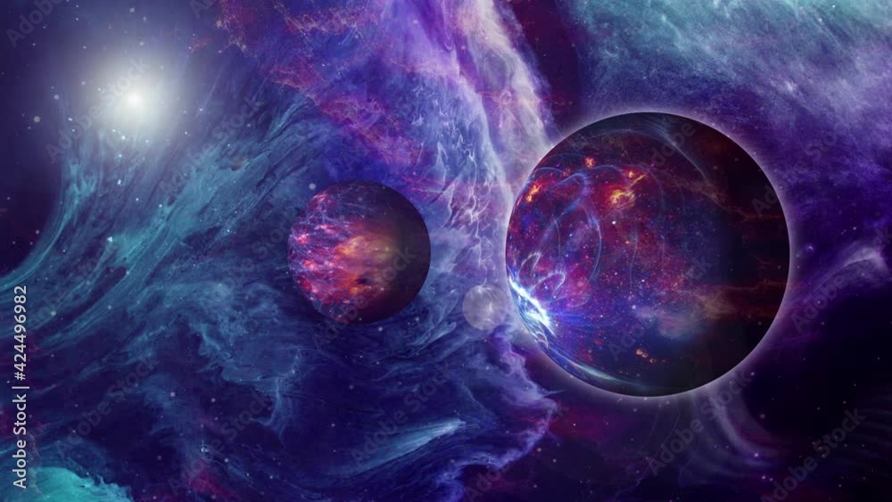 Sci-Fi Space, Galaxy scene with planets, Abstract background. Traveling through star fields in space star burst light, Blue bright galaxy panorama, abstract cosmic space background, artistic 3D galaxy
