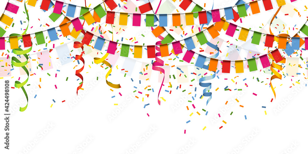Obraz premium seamless colored garlands and streamers party background