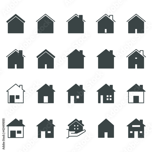 Set of house icon. Simple outline residence property. Real estate vector symbol 320x320 pixels.