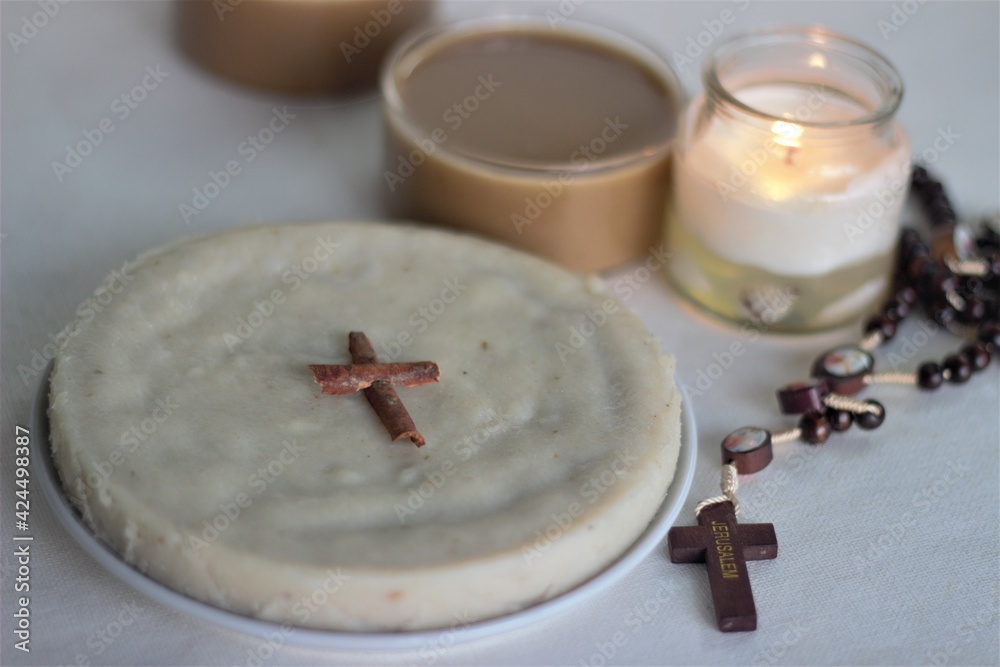 Unleavened rice cake made of of rice flour, garlic, lentils on Maundy