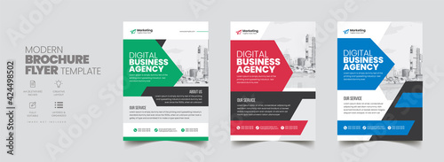 Corporate Business Flyer poster pamphlet brochure cover design layout background, red blue green orange colors scheme, vector template in A4 size