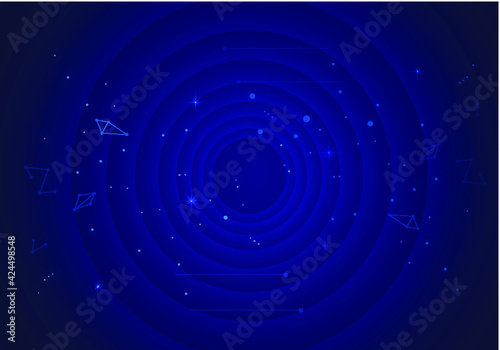 Dark blue dot line cosmic starry sky with twisted vortex technology sense background