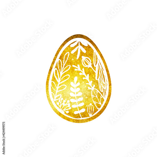 Golden Easter egg with floral decor