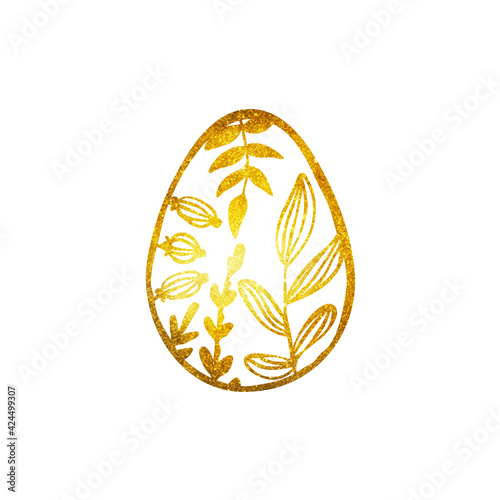 Golden Easter egg with floral decor