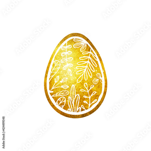 Golden Easter egg with floral decor