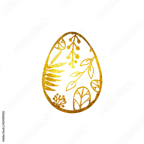 Golden Easter egg with floral decor