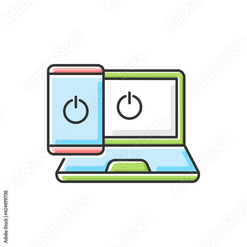 Going offline RGB color icon. No online activity. Stop gadget addiction. Refuse device usage for healthy lifestyle habit. Time with no smartphone. Digital detoxification. Isolated vector illustration