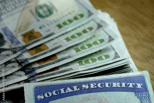 Social Security Cards with Cash Savings Retirement photo