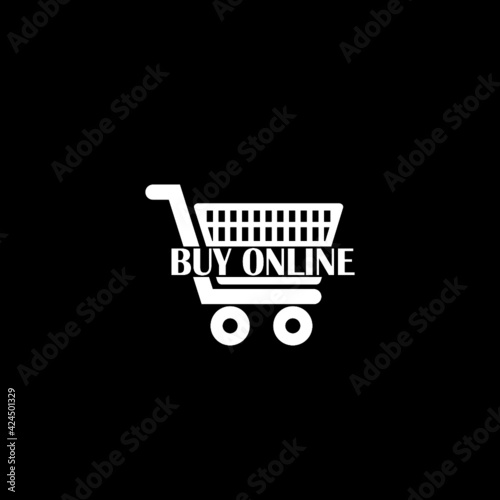 Buy online icon isolated on dark background