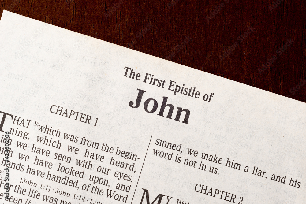 Obraz premium The Book of First John Title Page Close-up